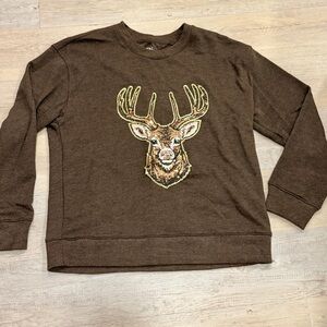 Time and Tru Brown Sweatshirt with Deer Patch